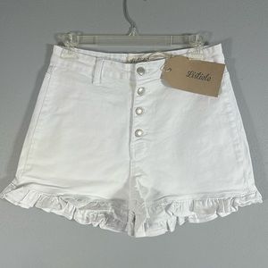 Listicle White Denim Ruffle Shorts Women’s Size M